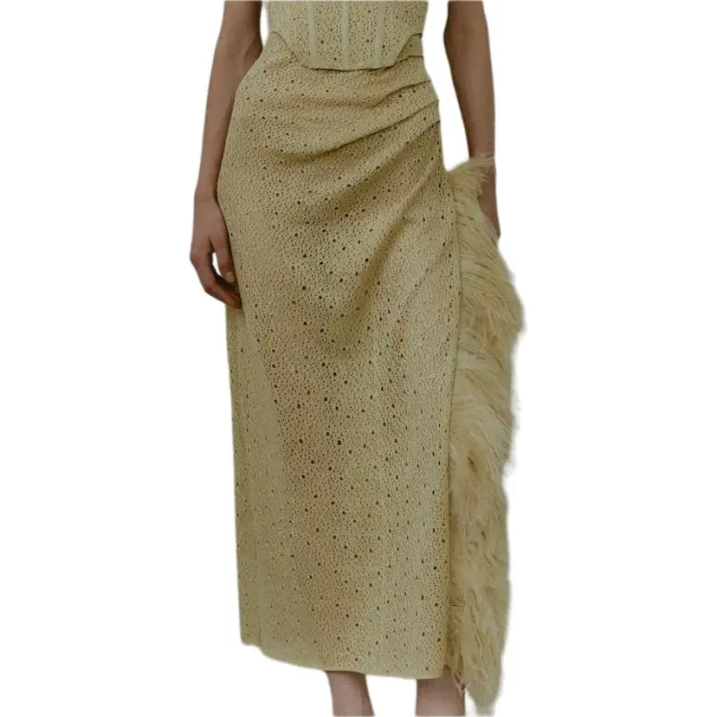 Antonino Valenti Casual Long Skirts Women's Light Yellow-3