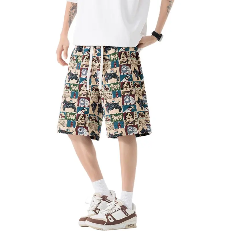 FRQ Casual Shorts Unisex Embroidery Dog-6