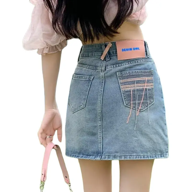 Ordifen Denim Short Skirts Women's Blue-1
