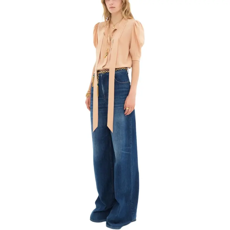 Chloé Tied Neck Puff Sleeved Blouse-2