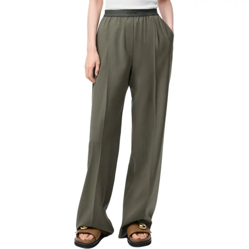 LOEWE SS25 Casual Pants Women's Khaki Green-1