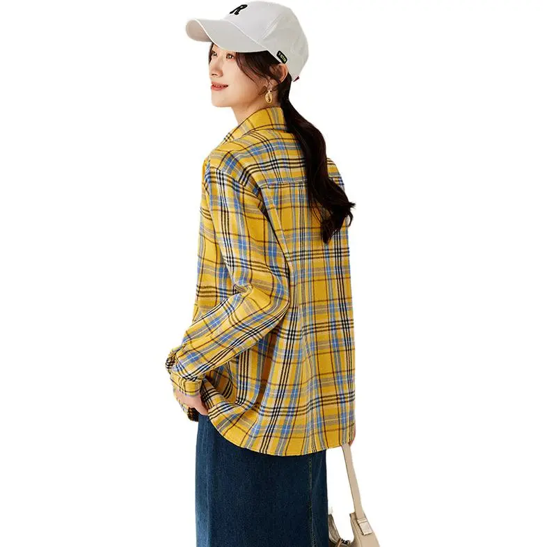 La Chapelle Shirt Women's Yellow Plaid-1