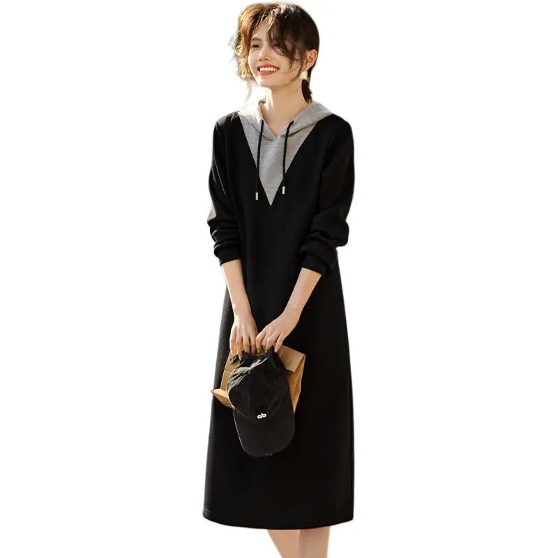 XWI Long Sleeved Dresses Women's Black & Heather Gray-5