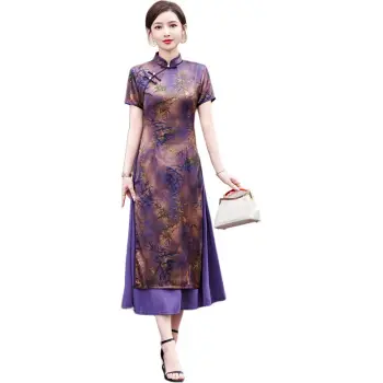 Yi Mengyuan Short Sleeved Dress Women's Purple