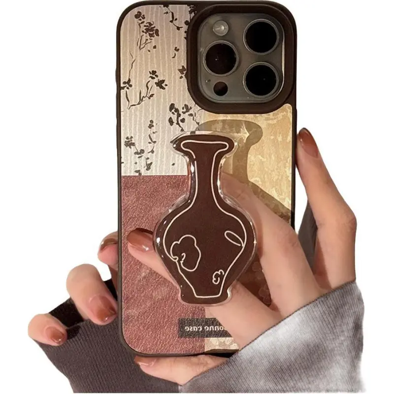 Cuttlefish Grid TPU Material Vintage Inspired Vase Stand DIY Niche Phone Case Compatible With Apple 16/15/14/13/12/11-1