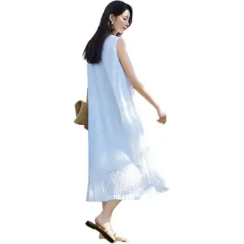 IHIMI Sleeveless Dress Women's Diamond Blue
