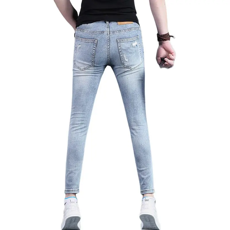 JIKENDI Jeans Men Light Blue Ankle Length-1