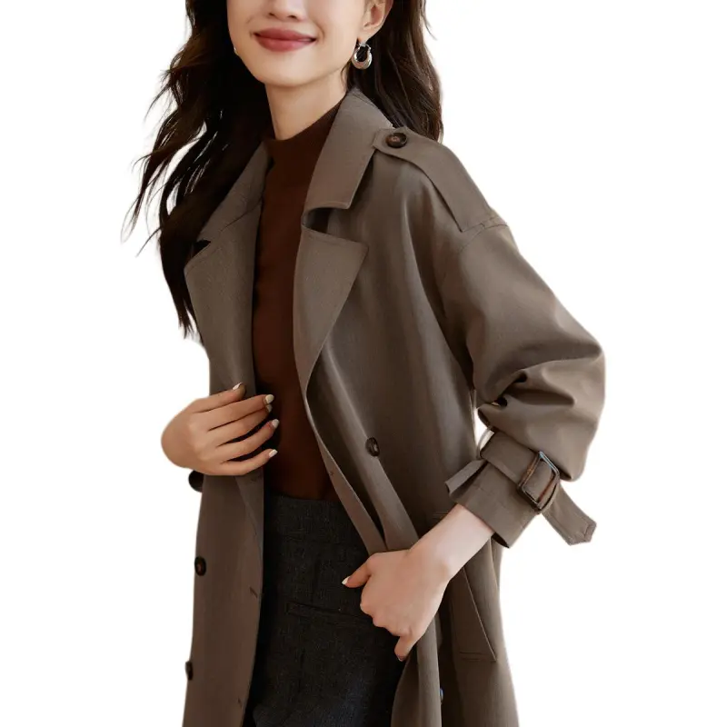 Mo Han Yi Mei Trench Coat Women's Coffee-2