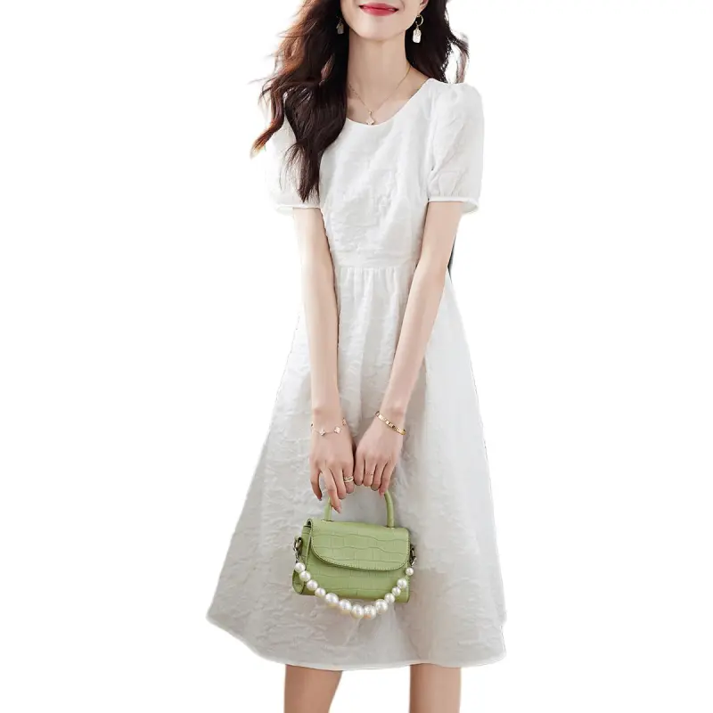 Mo Han Yi Mei Short Sleeved Dresses Women's White-1