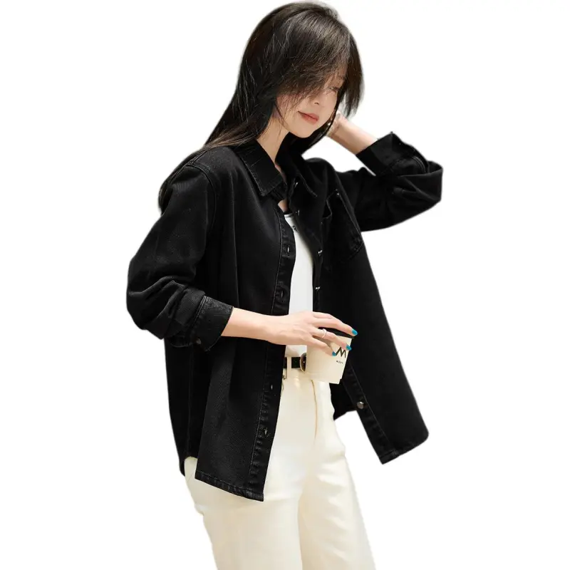 Mo Han Yi Mei Denim Jacket Women's Black-4