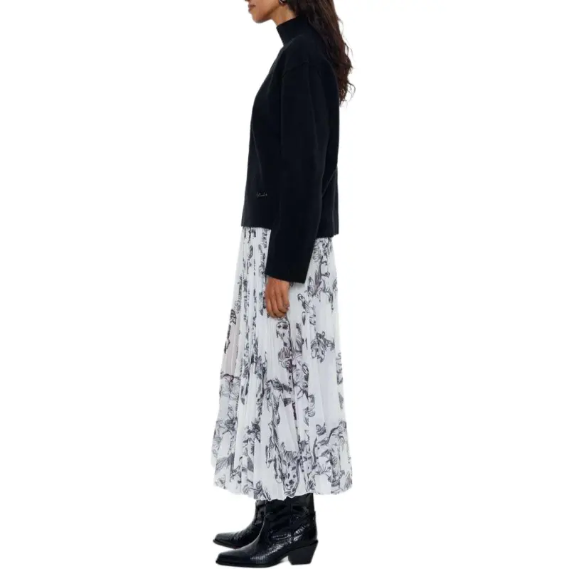 BIMBA Y LOLA Casual Long Skirts Women's Gray & White-3