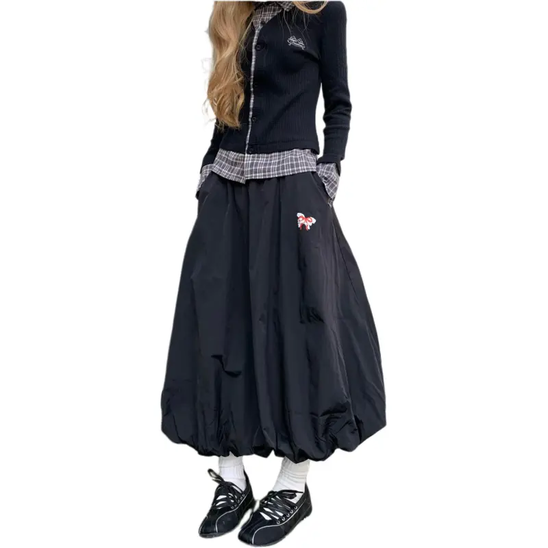 GOSO Casual Long Skirts Women's Black-3