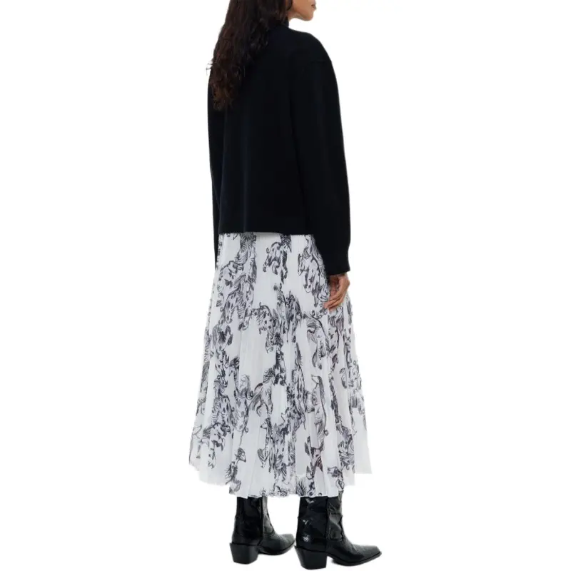 BIMBA Y LOLA Casual Long Skirts Women's Gray & White-2