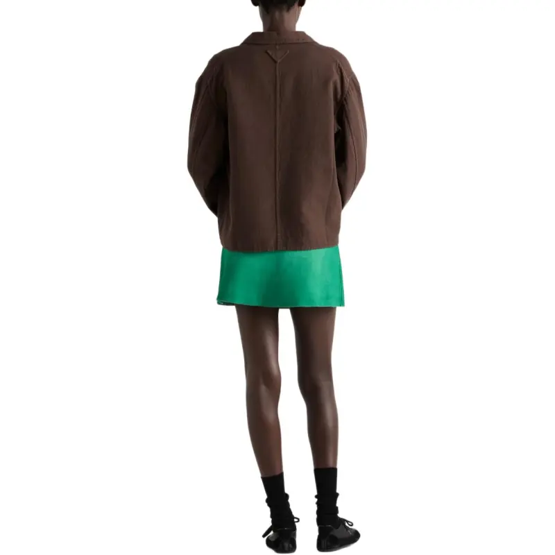 PRADA Leather Short Skirts Women's Green-3