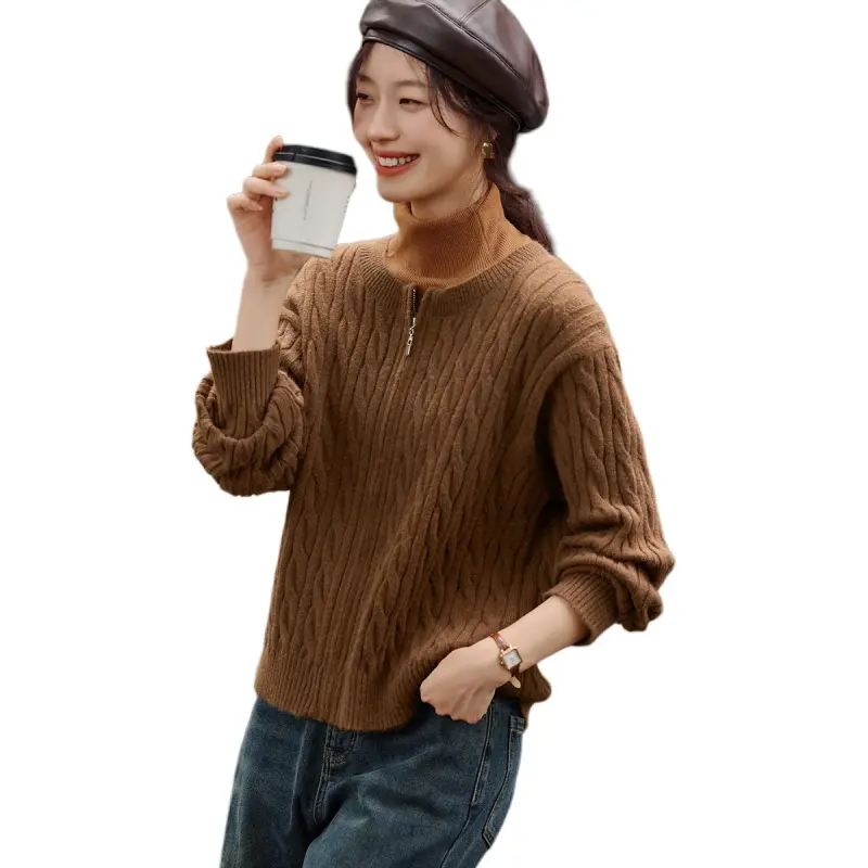 Mo Han Yi Mei Knitwear Women's Coffee-3
