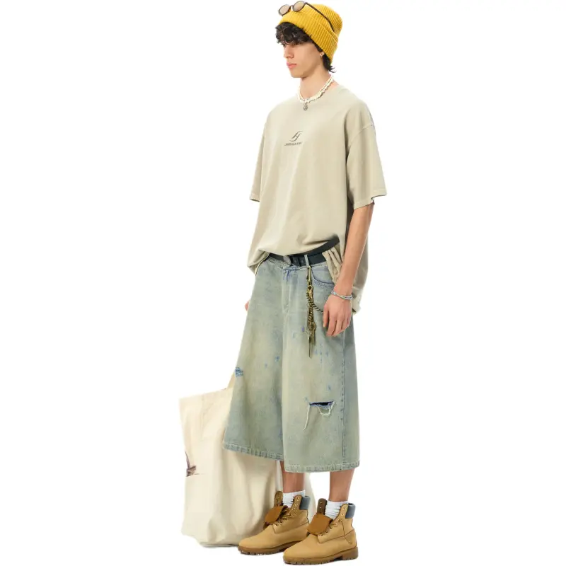 JHYQ Denim Shorts Unisex Blue-1