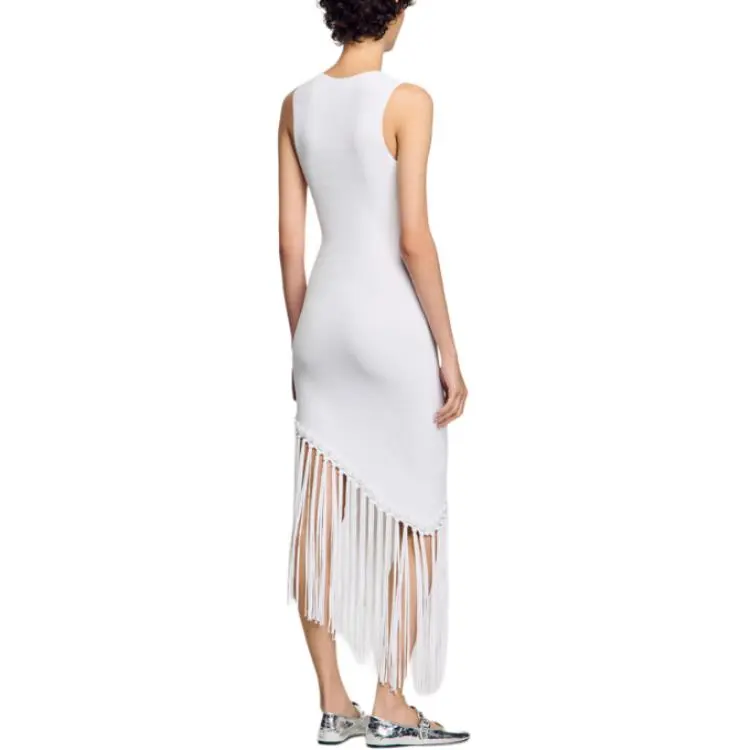 Sandro Crochet knit Fringed Dress-3