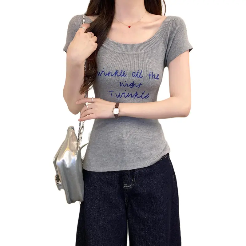 Mu Xiao Xin T Shirt Women's Gray-2