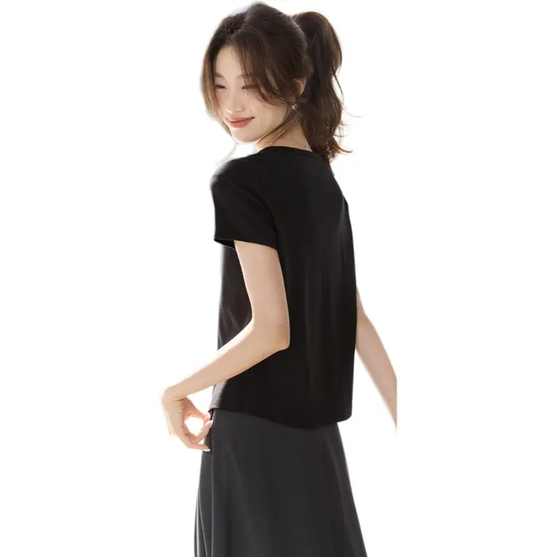 Mo Han Yi Mei Set in Sleeve T Shirt Women's Black-1