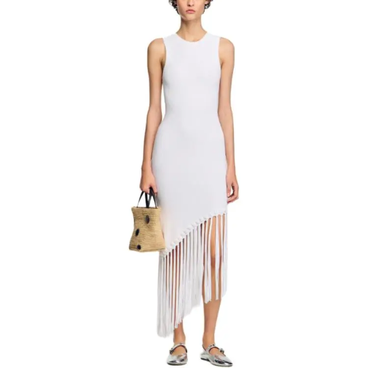 Sandro Crochet knit Fringed Dress-2