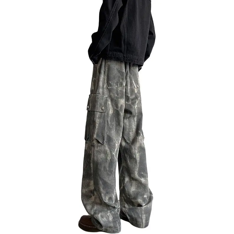 Menglaini Jeans Unisex Tie Dye Camouflage[Wasteland Style]-1