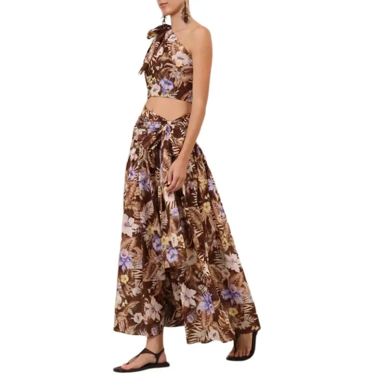 Zimmermann SS25 Casual Long Skirt Women's Chocolate-4