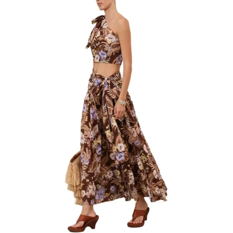 Zimmermann SS25 Casual Long Skirt Women's Chocolate-5