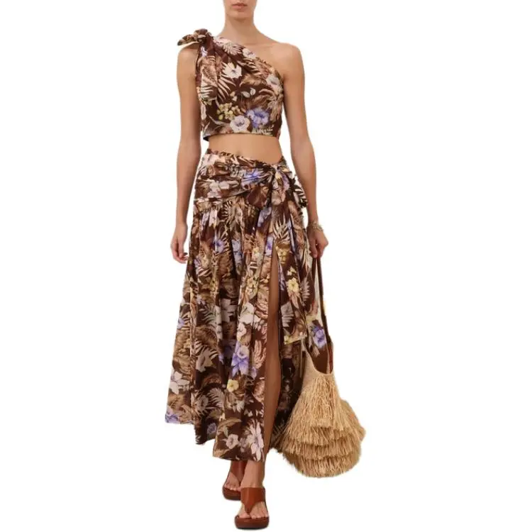 Zimmermann SS25 Casual Long Skirt Women's Chocolate-2