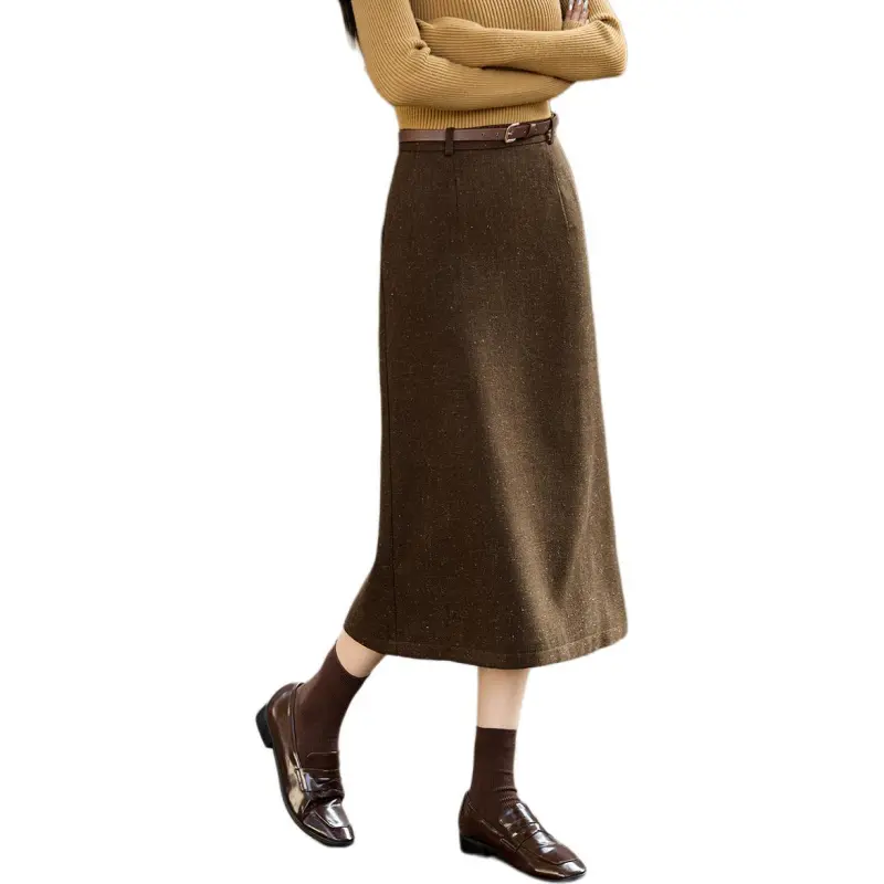 Mo Han Yi Mei Casual Long Skirts Women's Coffee-4