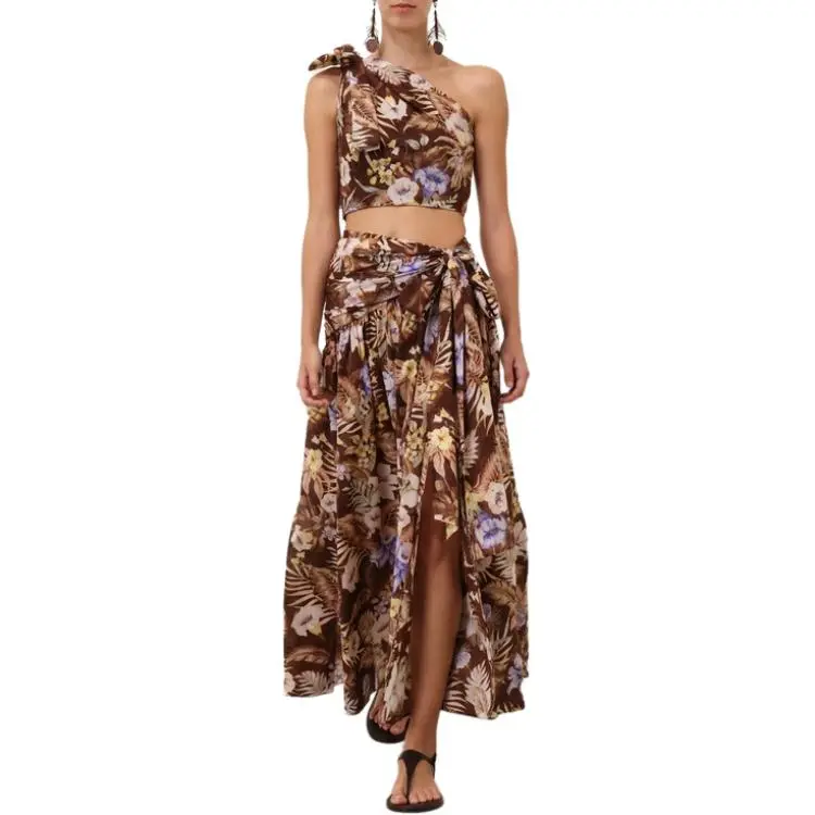 Zimmermann SS25 Casual Long Skirt Women's Chocolate-1