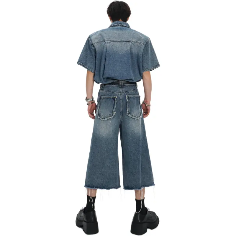 KVIV Denim Shorts Men Blue -1