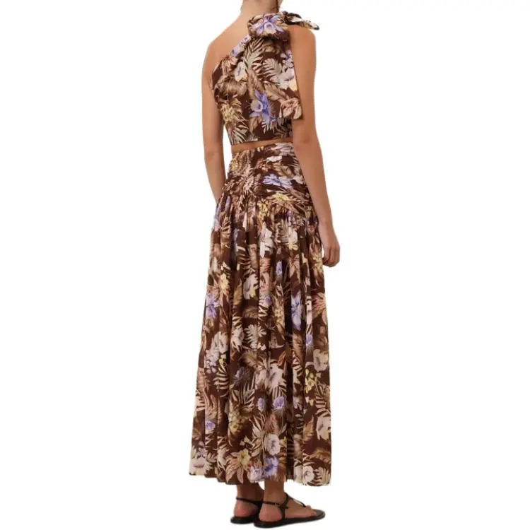 Zimmermann SS25 Casual Long Skirt Women's Chocolate-3