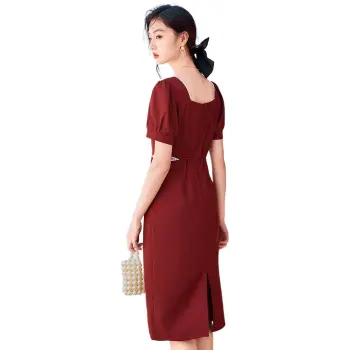 Like The Age Of Water Short Sleeved Dress Women's Red