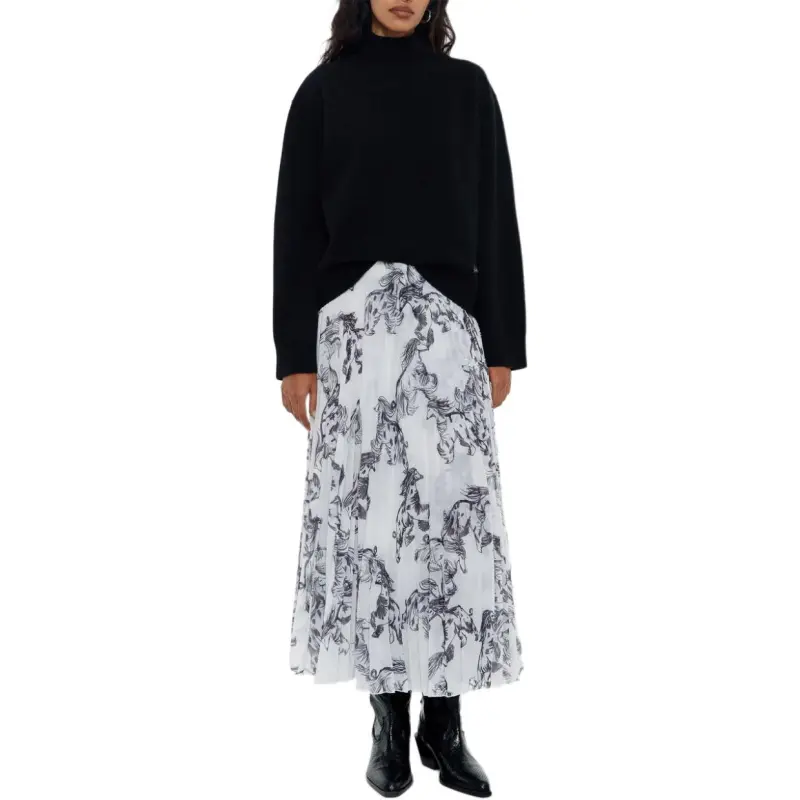 BIMBA Y LOLA Casual Long Skirts Women's Gray & White-1