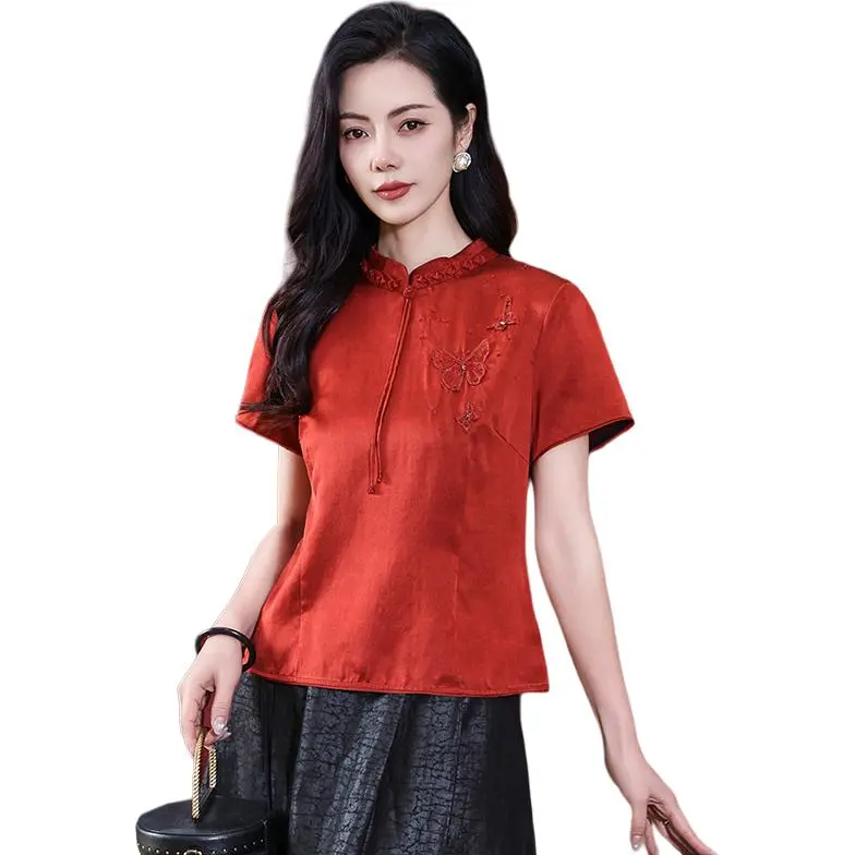 Yi Mengyuan Short Sleeved Silk Shirt Women's-2