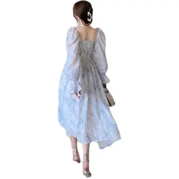 Dior Beauty Long Sleeved Dress Women's Blue