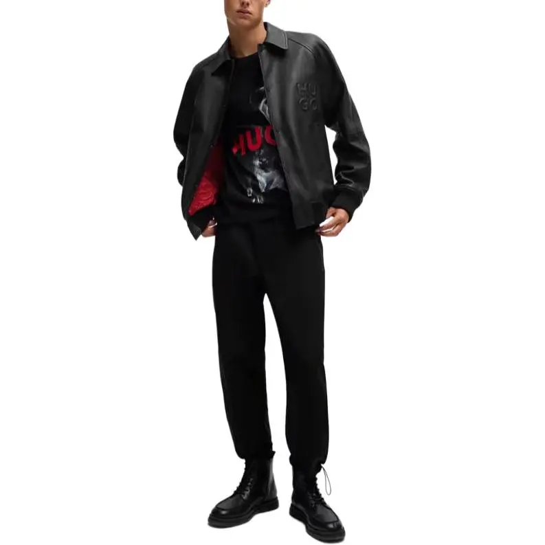 HUGO BOSS FW24 Leather Jacket Men's Black-1