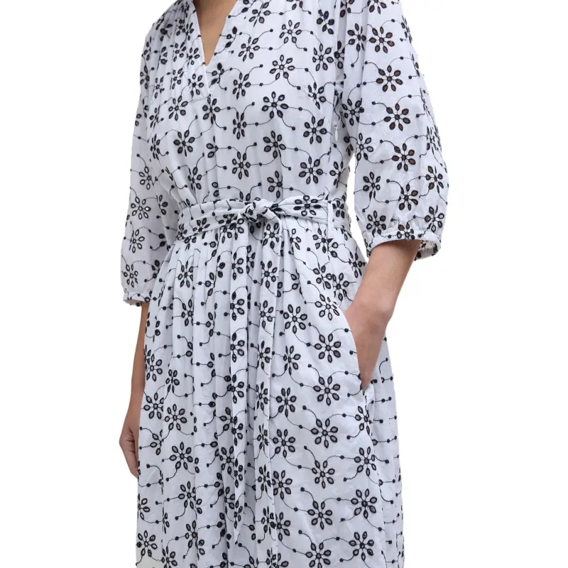 BARBOUR Long Sleeved Dress Women's White-6