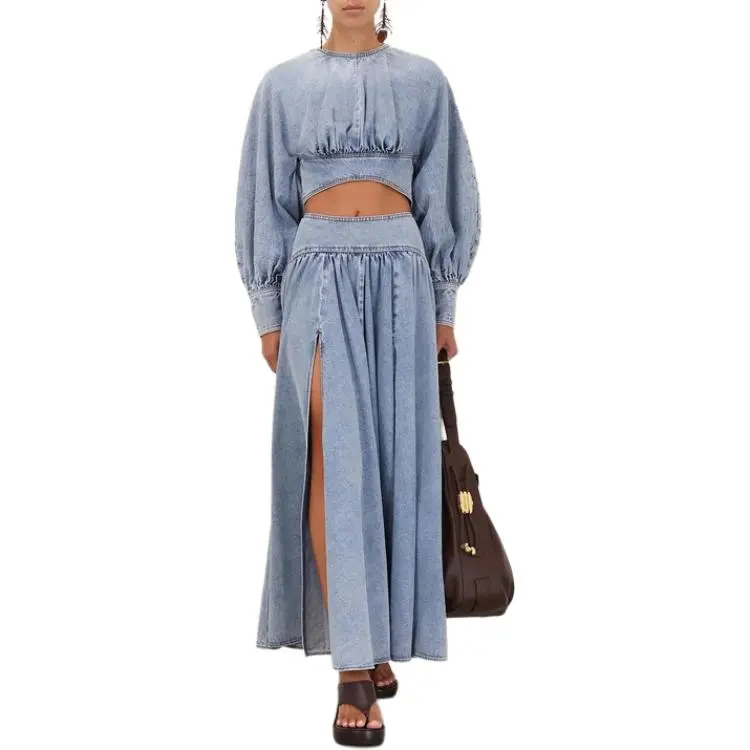 Zimmermann SS25 Denim Long Skirts Women's Blue-1