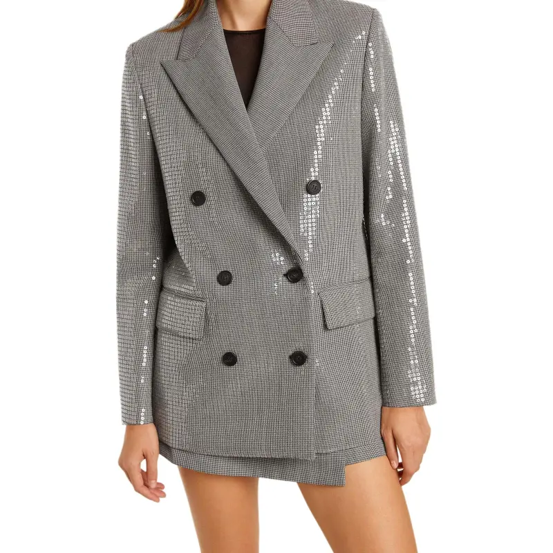 Golden Goose Double Breasted Houndstooth Sequinned Boyfriend Jacket-5