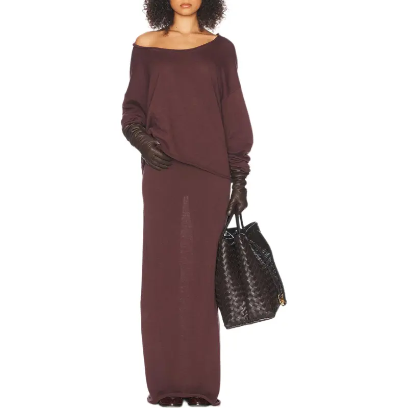 HELSA Knit Long Skirts Women's Mud Brown-1