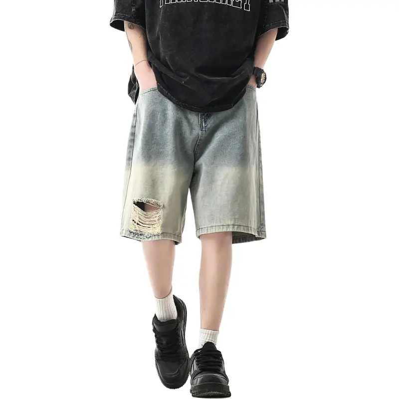 BAGE Denim Shorts Unisex-5