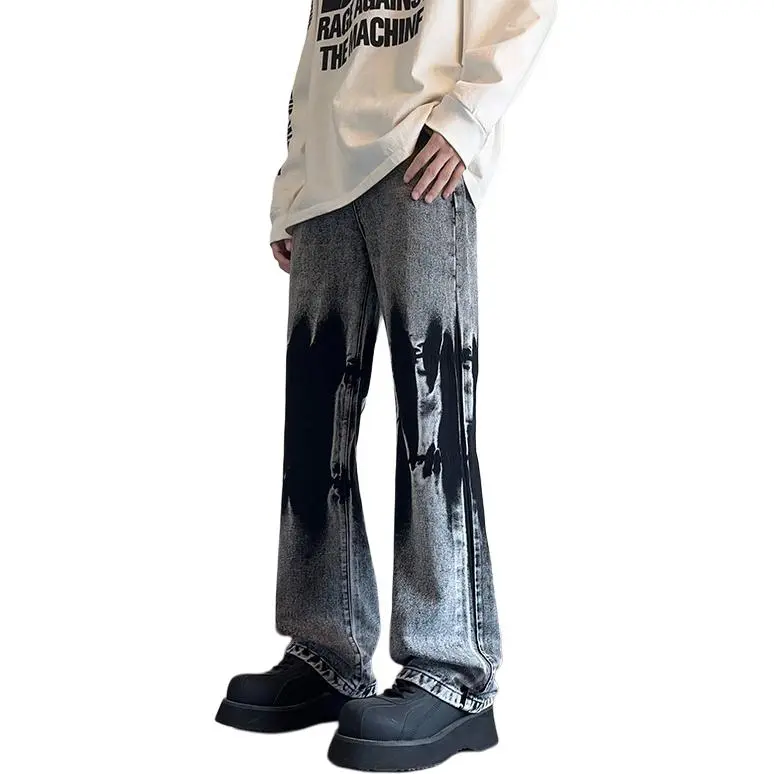 HOKLV Jeans Unisex Black Gray-2