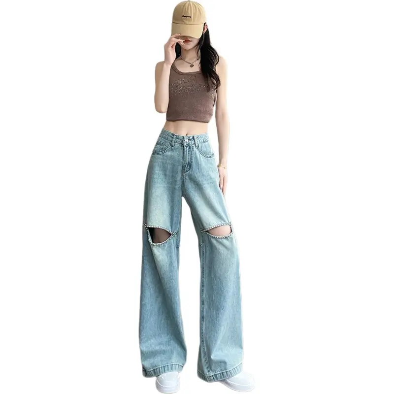Mu Xiao Xin Casual Pants Women's Light Vintage Blue-2