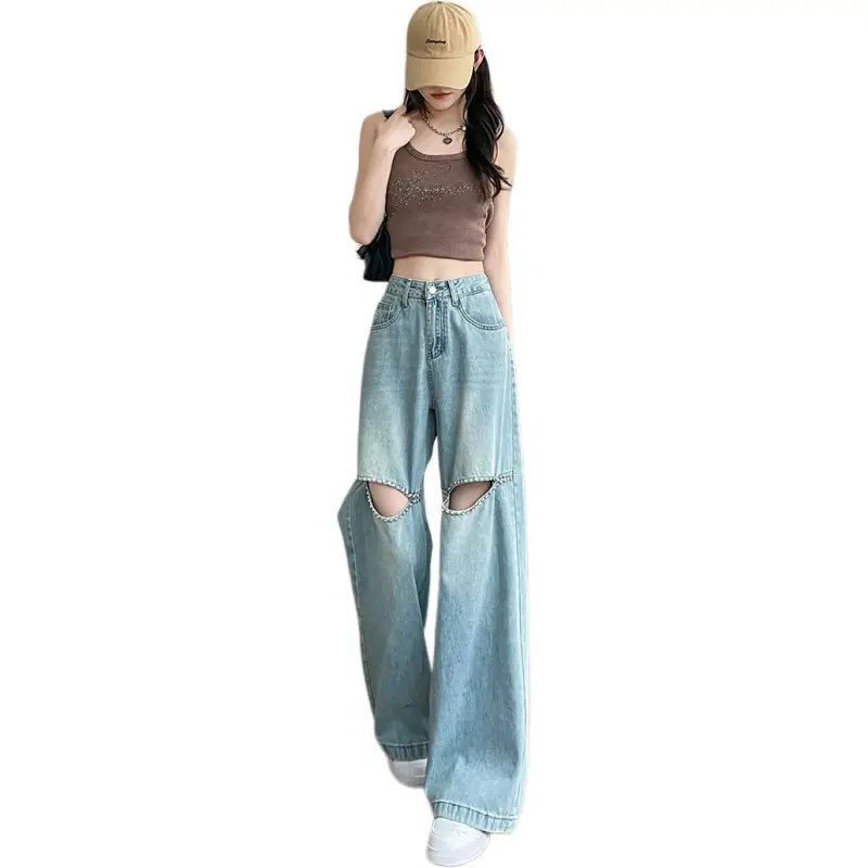 Mu Xiao Xin Casual Pants Women's Light Vintage Blue-4