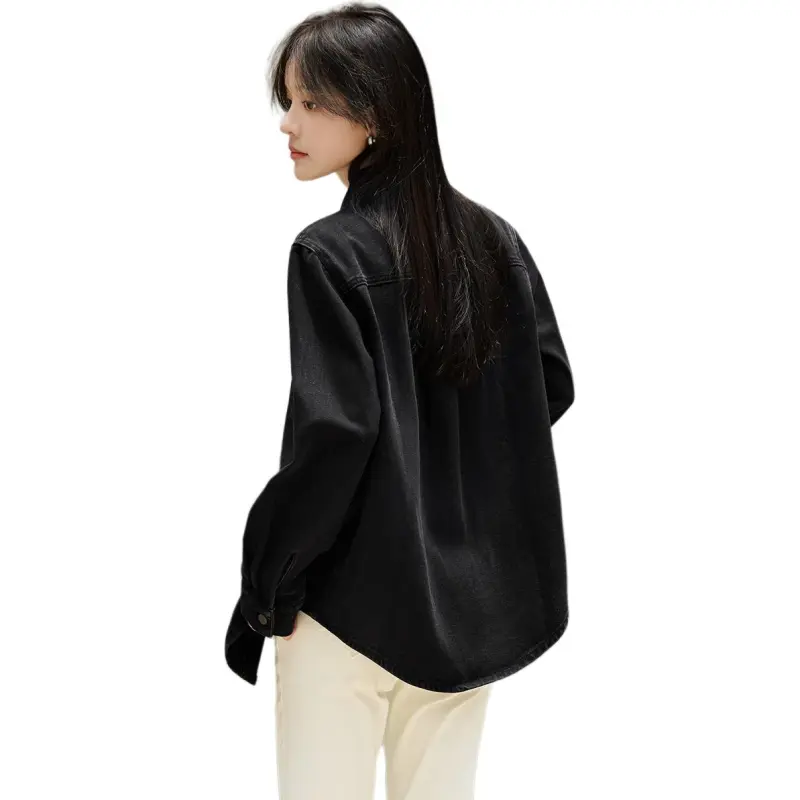 Mo Han Yi Mei Denim Jacket Women's Black-5