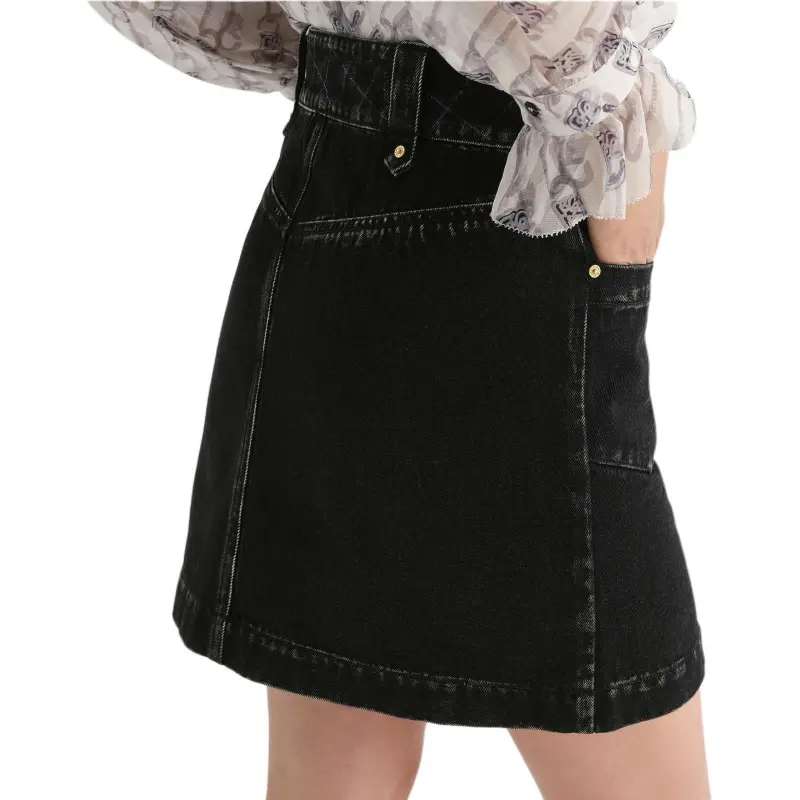 KARL LAGERFELD FW23 Denim Short Skirts Women's Black-4