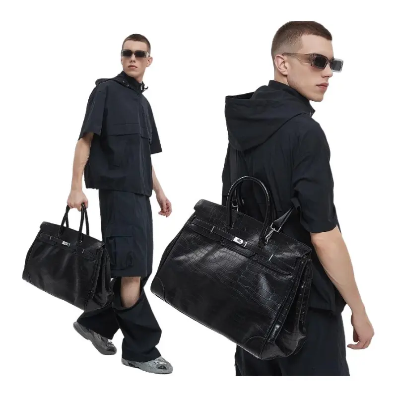 VIHUS Synthetic Leather Shoulder Bag, Crossbody Bag, Handbag Men's Black-3