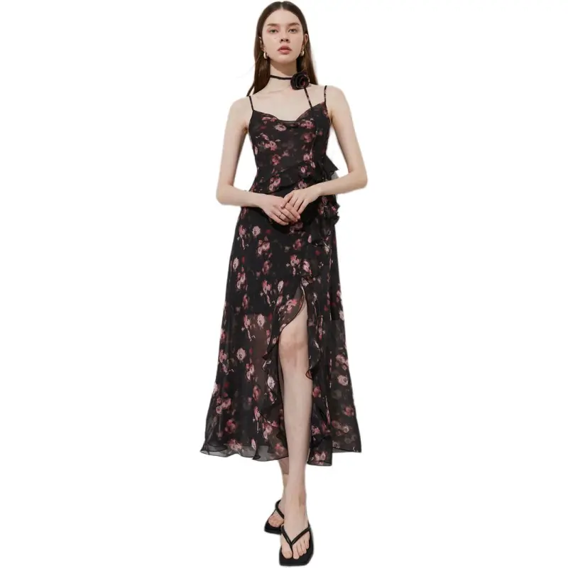 DPLAY Slip Dress Women's Dark Night Pink Undertone Rose-0