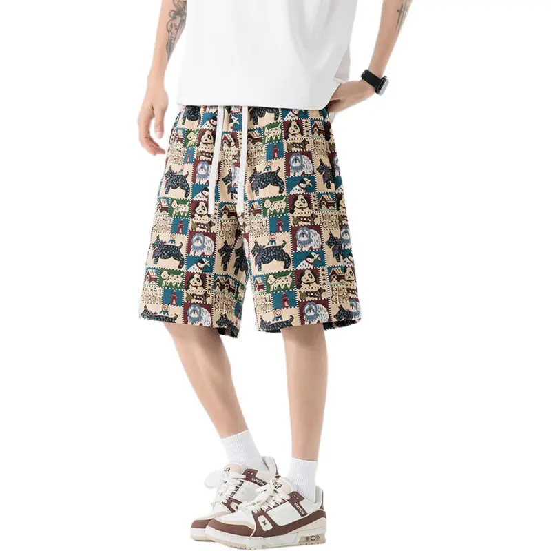 FRQ Casual Shorts Unisex Embroidery Dog-7